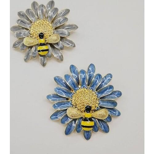 Piuttosto Smalto Daisy Fiore Del Crisantemo little bee Pin Spilla carino ape Spille per la Donna Gioielli 2018 Nuovo