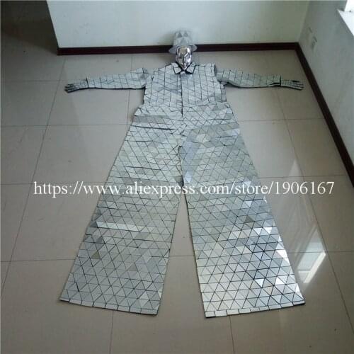 New Design Stilts Mirror Clothing Event Party Supplies Mirror Robot Suit Dazzling Fashion Costume Men Reflective Clothes