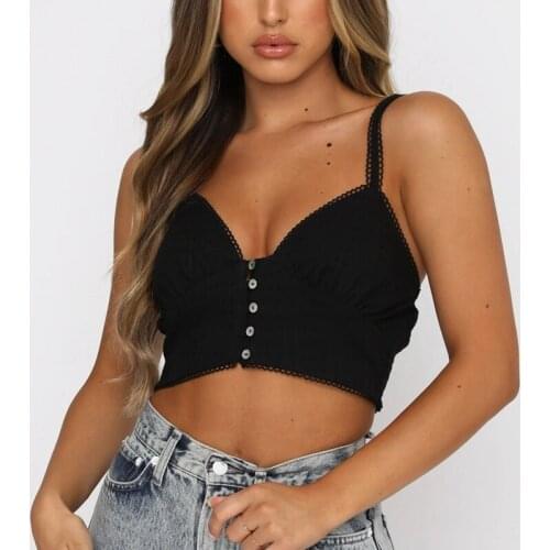 Womens Fashion Sexy Halter Embroidery Lace Stitching Short Vest Tops