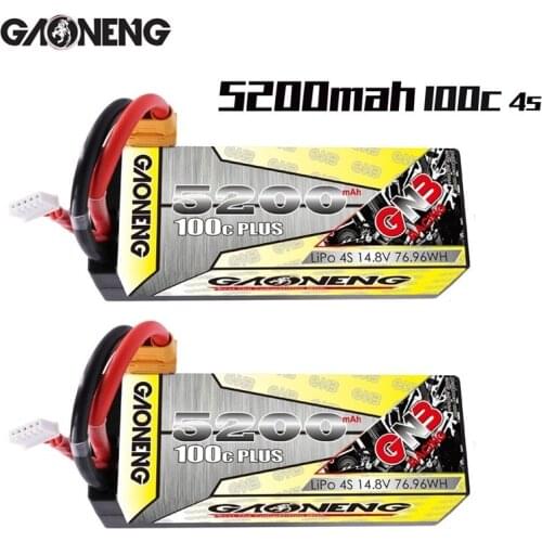 1-2PCS GNB 14.8v 5200mAh 100C PLUS LiPo Battery For Remote Control Car Racing Spare Parts With Shell Upgrade LiHV 4S Battery