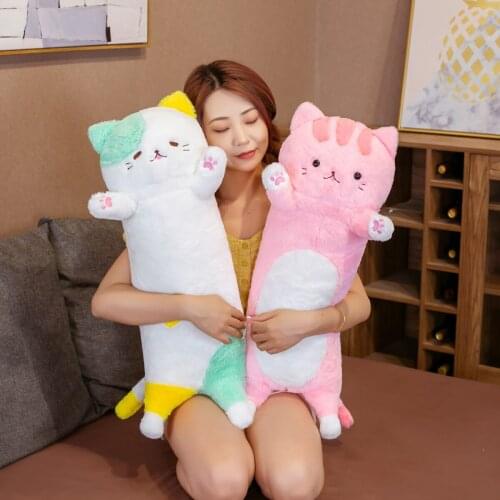 1pc 80CM Kawaii 3 Colors Cat Plush Toys Lovely Fluffy Animal Pillow Stuffed Soft Cat Sofa Cushion Nap Pillow for Children Girls