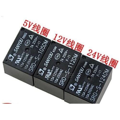 15pcs Relay SRD-S-105DM SRD-S-112DM SRD-S-124DM 250V 10A relay 4 pin relay 5V/12V/24VDC relay Sensitive