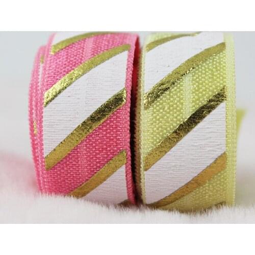 16mm double color stripe fold over elastic polyester ribbon christmas party wedding decoration webbing 10 yards
