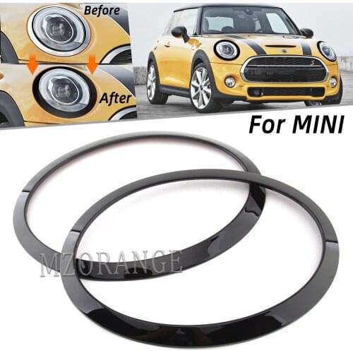 2Pcs For Mini Cooper One JCW F55 F56 F57 Car Headlight Head Lamps Rim Trim Ring Cover Light Accessories auto front lights trimes