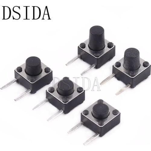 20Pcs Side Foot 2Pin Switch 6*6*5 mm 6*6*5mm Toy Push Button Touch micro switch black tact switch cap Tactile Tact switch