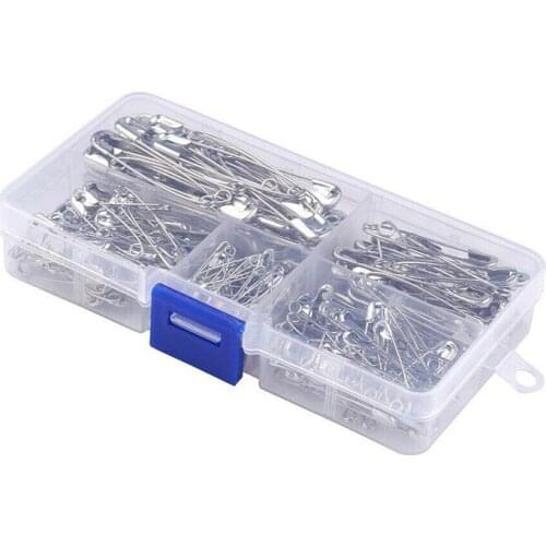 220pcs Multi-Size Silver Safety Pins DIY Sewing Tools Metal Needles Safety Pin Brooch Apparel Accessories 22/28/32/38/45/55mm