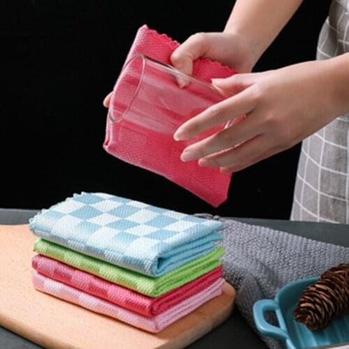 Microfiber Dishcloth Kitchen Dish Towel Washing Cloth Absorbent Scouring Pad Cuisine Torchon Glass Table Cleaning Rags TJ1694