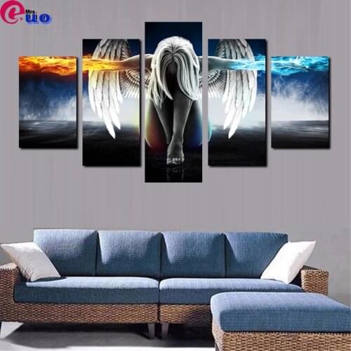 5Pcs Diamond Painting Anime Angel Girl Wings Multi-Picture 5d Diamond Embroidery Devil angel For Living Room Home Decor