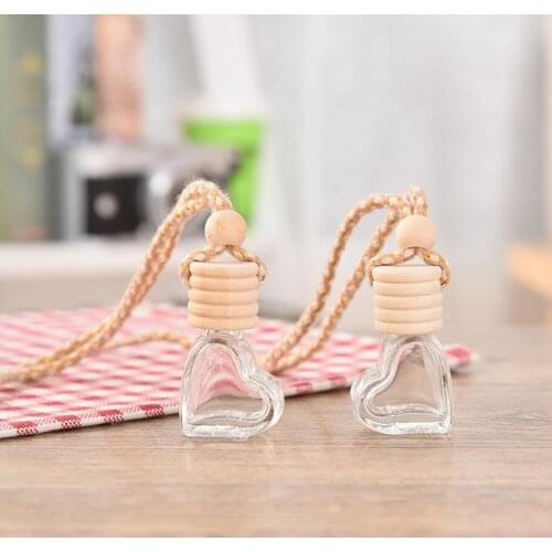 Heart Shape Car Air Freshener Perfume Empty Glass Bottle Hanging Decoration