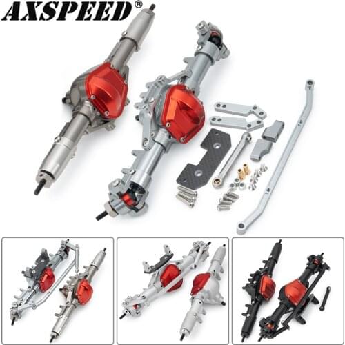 AXSPEED Aluminum Front Rear Portal Axle for 1/10 RC Crawler Car Axial SCX10 TFL Straight Complete Axle Upgrade Parts