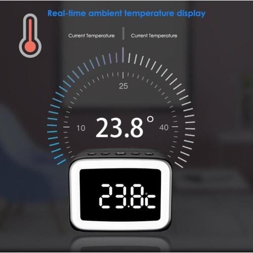 Wireless Bluetooth 5.0 LED Mirror Display Alarm Clock FM Radio TF Music Player device can work as an alarm clock, a music player