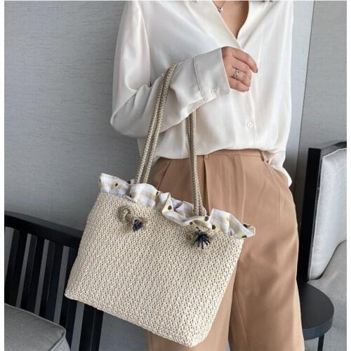 Large capacity Woven Handbag Fashion Womens Summer Straw Bag New Braided Pouch Tote Shoulder Bag Female Beach Bag