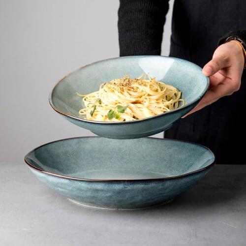 New style large retro European style ramen bowl with lotus leaf for household ceramic bowl tableware
