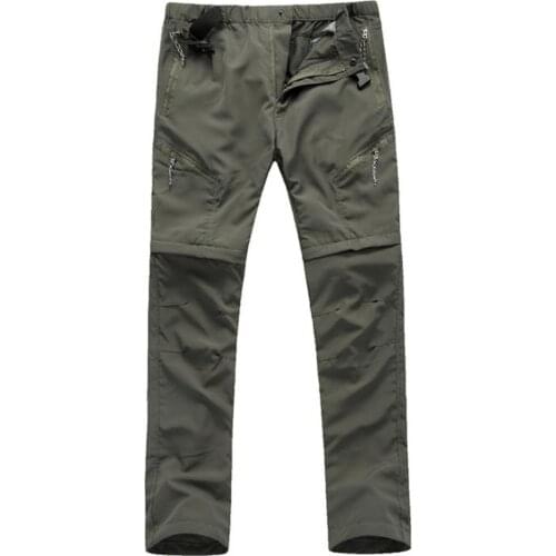 Men Quick Dry Cargo Pants Multi Pockets Solid Color Adjustable Waistband Removable Shorts Mountain Sport Trouser Trousers