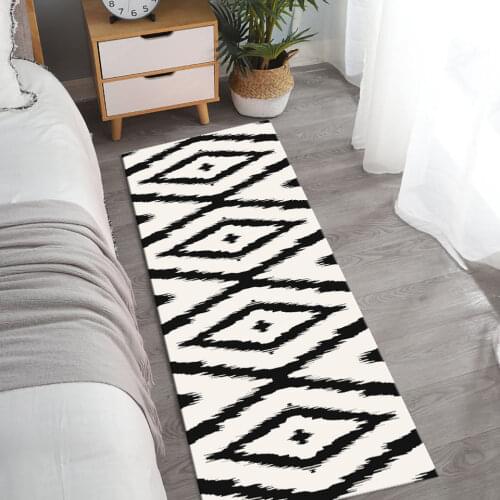 Black White Geometric Rug Entrance Mat House Nordic Decoration Morocco Ethnic Style Floor Mat Kitchen Runner Mat Anti-slip