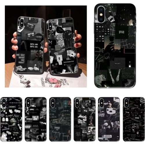 Black collage Phone Case For iPhone 12 Mini 11 Pro XS Max X XR 7 8 Plus Soft TPU Back Cover