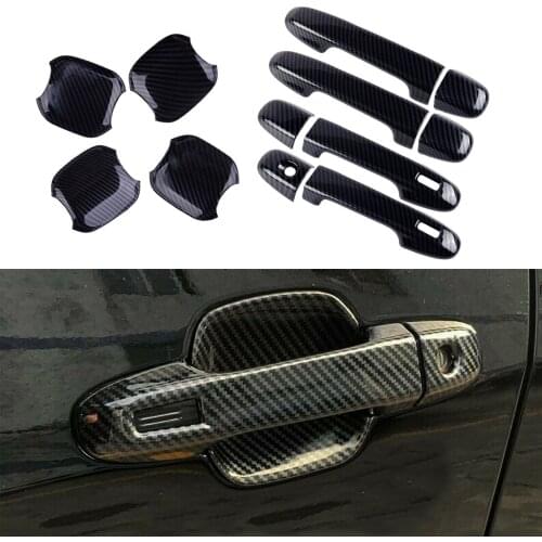 CITALL 1Set Carbon Fiber Style Exterior Door Handle Bowl Cup & Cover Trim Fit for Subaru Forester 2019 2020
