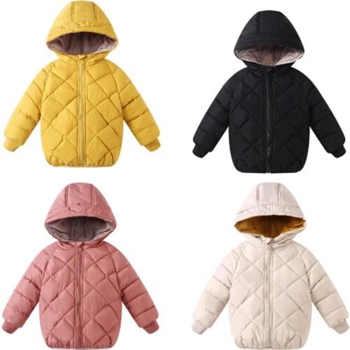 Kids Hooded Outerwear Down Jackets Boys Girls Winter Parkas Coat Snowsuit Outerwear Children Zipper Cotton Jacket For Kids Coats