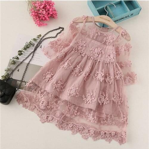 Cute Baby Dresses for Girls Birthday Bebes Long Sleeves Princess Lace Flower Tutu Dress For Girl Baptism Gown Girls Dress 1-5 T