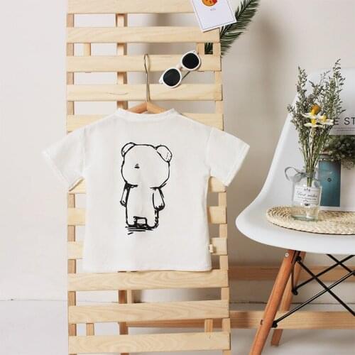 Boys And Girls T-shirt Smile Short Sleeve Top Summer Childrens New Korean Fashion Loose Tees For Baby Girls White Black 2-6Y
