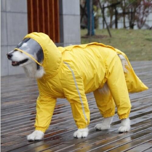 Dog Raincoat All-Inclusive Large Dog Golden Retriever Samo Pet Big Dog Bellyband Waterproof Rainy Day Clothes with Four Feet
