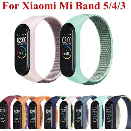 Strap for mi band 4 3 Breathable Sports Loop watchband nylon belt for xiaomi 6 5 mi band 6 5 strap Bracelet on Mi Band 4 3 Strap