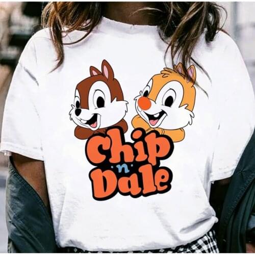 Kawaii Disney Cartoon Chip and Dale T Shirt Women Funny Summer Tops Casual Anime T-shirt Unisex Harajuku Tshirt Female