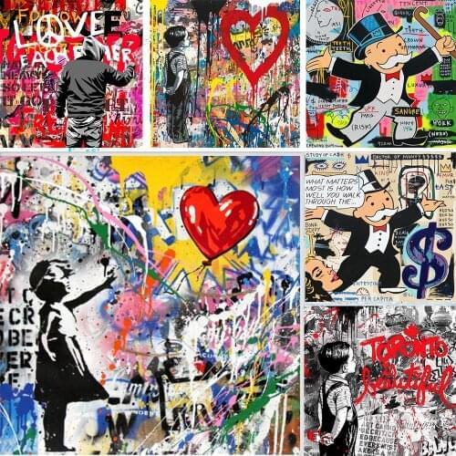 Boy and Girl Pop Art Graffiti Street Canvas Painting Posters Print Wall Art Picture for Living Room Decorative Home Decor