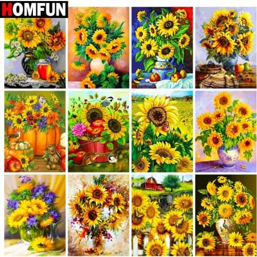 HOMFUN Rhinestone Painting Crystal Decor Diy Diamond Painting "Sunflower landscape" 3D Cross Stitch Pattern Diamond Embroidery