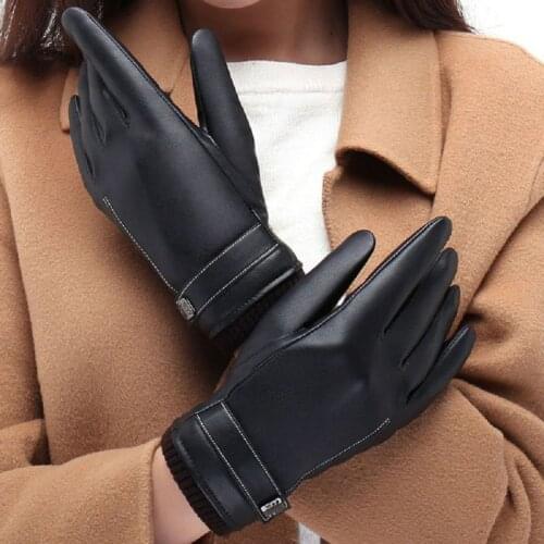 Hot sale Winter cycling trend hiking camping running motorcycle waterproof plus velvet warm touch-screen Leather Gloves