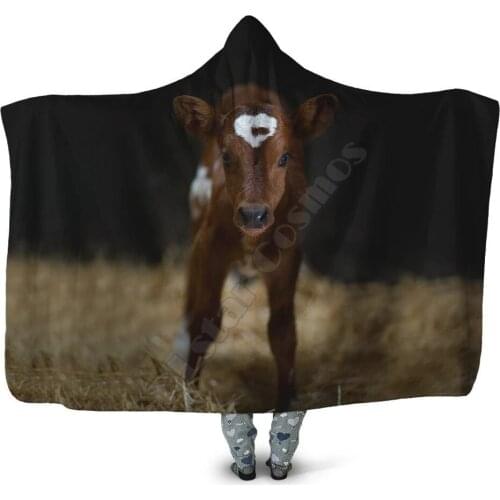 Beautiful Baby Cow 3D All Over Printed Wearable Blanket Adults For Kids Various Types Hooded Blanket Fleece blanket