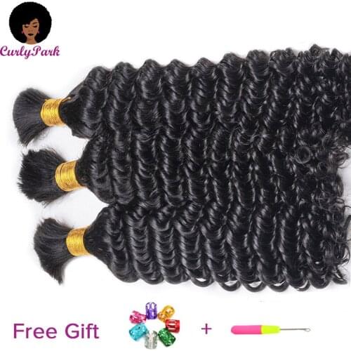 CURLYPARK Kinky Curly Human Braiding Hair Bulk Remy Human hair Brazilian Hair Weave Bundles For Black Women No Weft Extensions