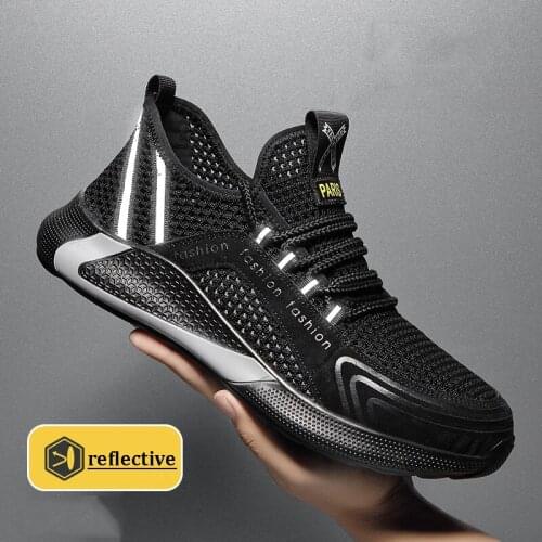 Lightweight breathable men safety shoes steel toe work shoes for men anti-smashing construction sneakers reflective boots