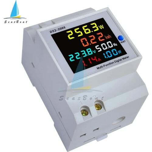 6IN1 Din Rail AC monitor 110V 220V 380V 450V 100A Voltage Current Power Factor Active KWH Electric Energy Frequency Meter Tester