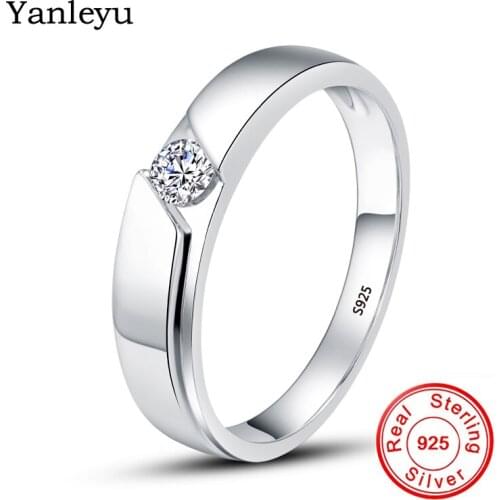 Yanleyu 100% Real 925 Sterling Silver Couple Rings for Men and Women Engagement Wedding Ring Jewelry Wholesale PR420