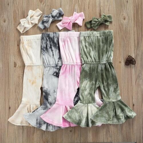 0-3Y Fashion Tie-Dye Printed Baby Girls Long Romper+Headband Newborn Infant Girl Strapless Jumpsuit Sunsuit Summer Baby Clothes