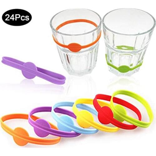 Food Grade Silicone Marks Long Strips Goblet Tag Wine Glass Markers Ring Wine Labels Glasses Drinking Tag Set For Bar Party