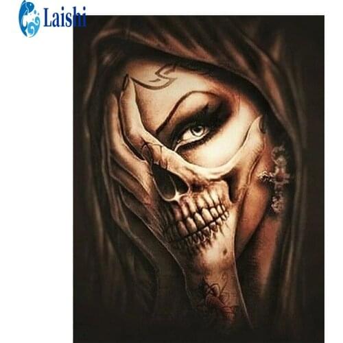 Full Square/Round Diamond painting Abstract art female skull Embroidery Kit portrait mosaic cross stitch painting wall art Home