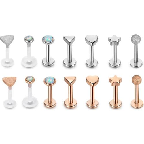 Clear Labret lips plastic studs Tragus earrings Cartilage helix earring Flexible ear lobe Bioflex Medusa Monroe Piercing 16G