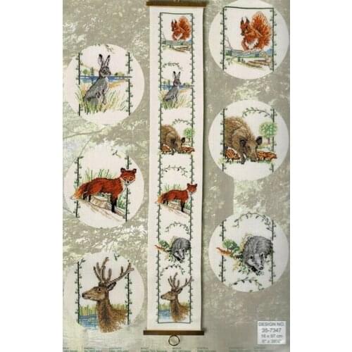 Drop Shipping Embroidery Wild Animals Bellpull Cross Stitch Kits India with 100% Cotton Flosses & Free Shipping for Wall Decor