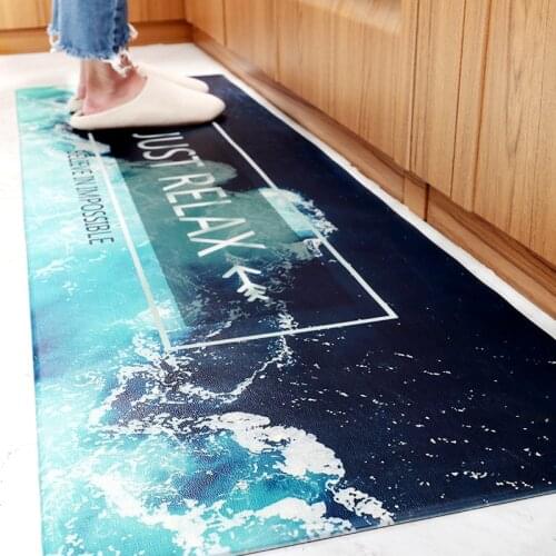 PVC Kitchen Carpets PU Leather Floor Bath Mats Large Floor Long Carpets Doormats Bedroom Waterproof Oil-proof Kitchen Rugs Mat