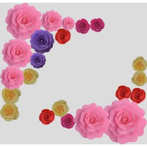 Diy Big Wedding Decoration Artificial Fake Flowers100% Handmade Romantic Party Paper Flower Foam Roses Background Layout