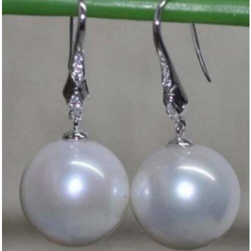 Free shipping expensive luxury Noble jewelry Hugh big 14-15mm round Kasumi Pearl earring