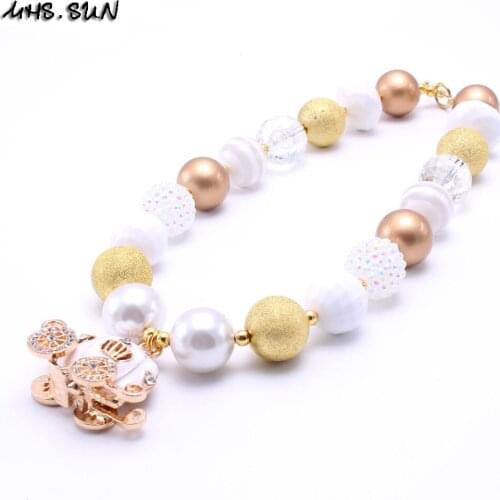 MHS.SUN 2Pcs/lot Pumpkin Carriage Kids Baby Chunky Bubblegum Necklace Chunky Girls Children Beads Necklace Jewelry Party Gift