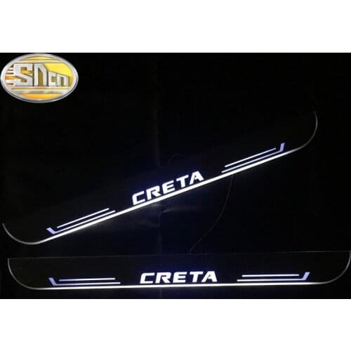 SNCN Waterproof Acrylic Moving LED Welcome Pedal Car Scuff Plate Pedal Door Sill Pathway Light For Hyundai Creta 2014 - 2020