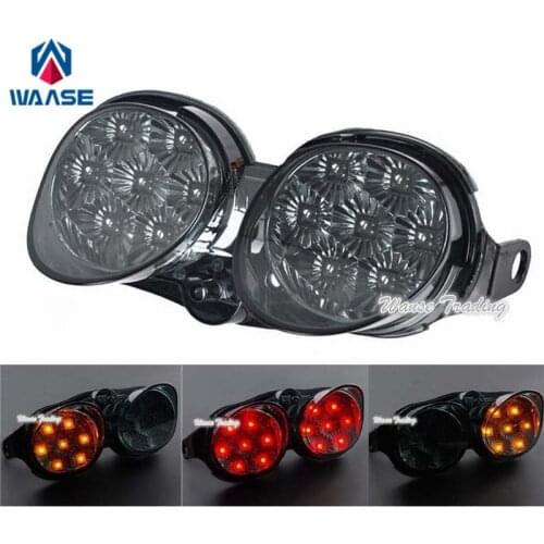Waase For Yamaha YZF R6 2001 2002 Chrome Tail Light Brake Turn Signals Integrated LED Light