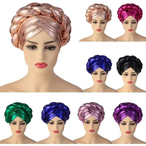 Female Turban Caps Cross Ready To Wear Headscarf Bonnet Arab Head Wrap African Women Braid Turbans Auto Gele Headties Hijab Hat