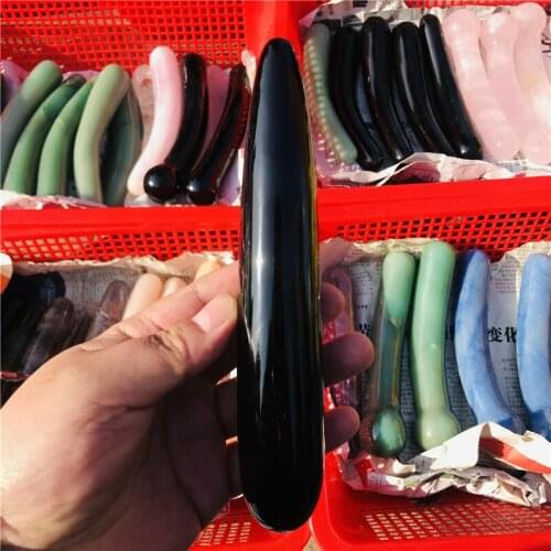 Natural black obsidian crystal wand hand carved massage stick healing crystal gemstone yoni wand