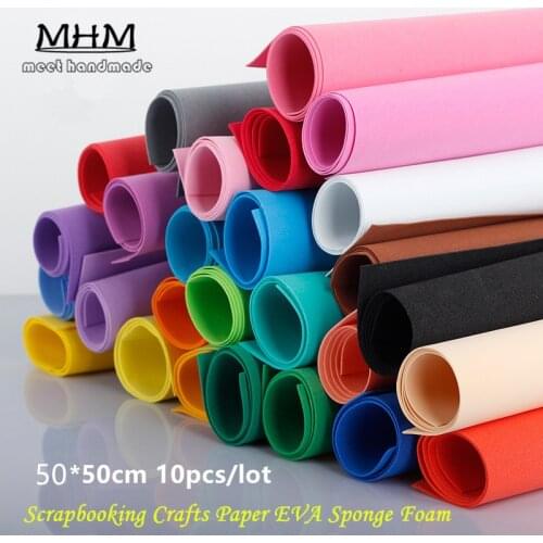 10pcs/ lot 1mm Thickness Scrapbooking Crafts EVA Sponge Foam scrapbook Paper craft packs For Flowers DIY Gift Card Decor 50*50cm