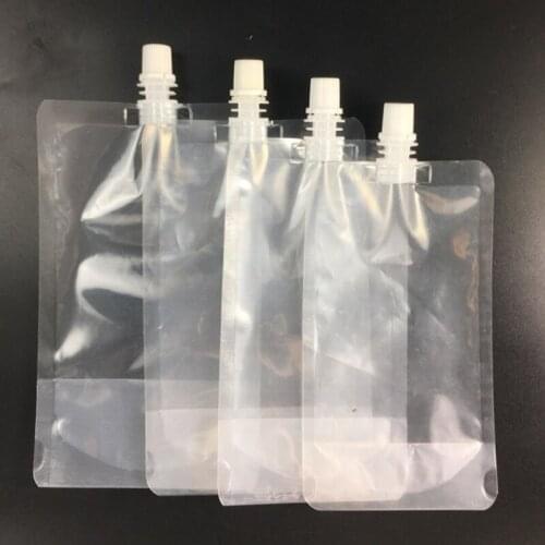 1000pcs/lot 350ml 200ml 250ml 500ml Empty Stand up Plastic Drink Spout Bag transparent suction bags